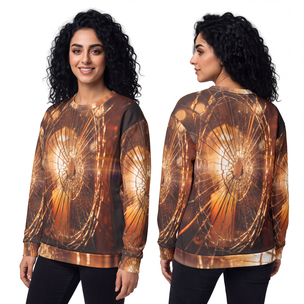 Unisex Sweatshirt - Shattered Glass Glow Art Print |...