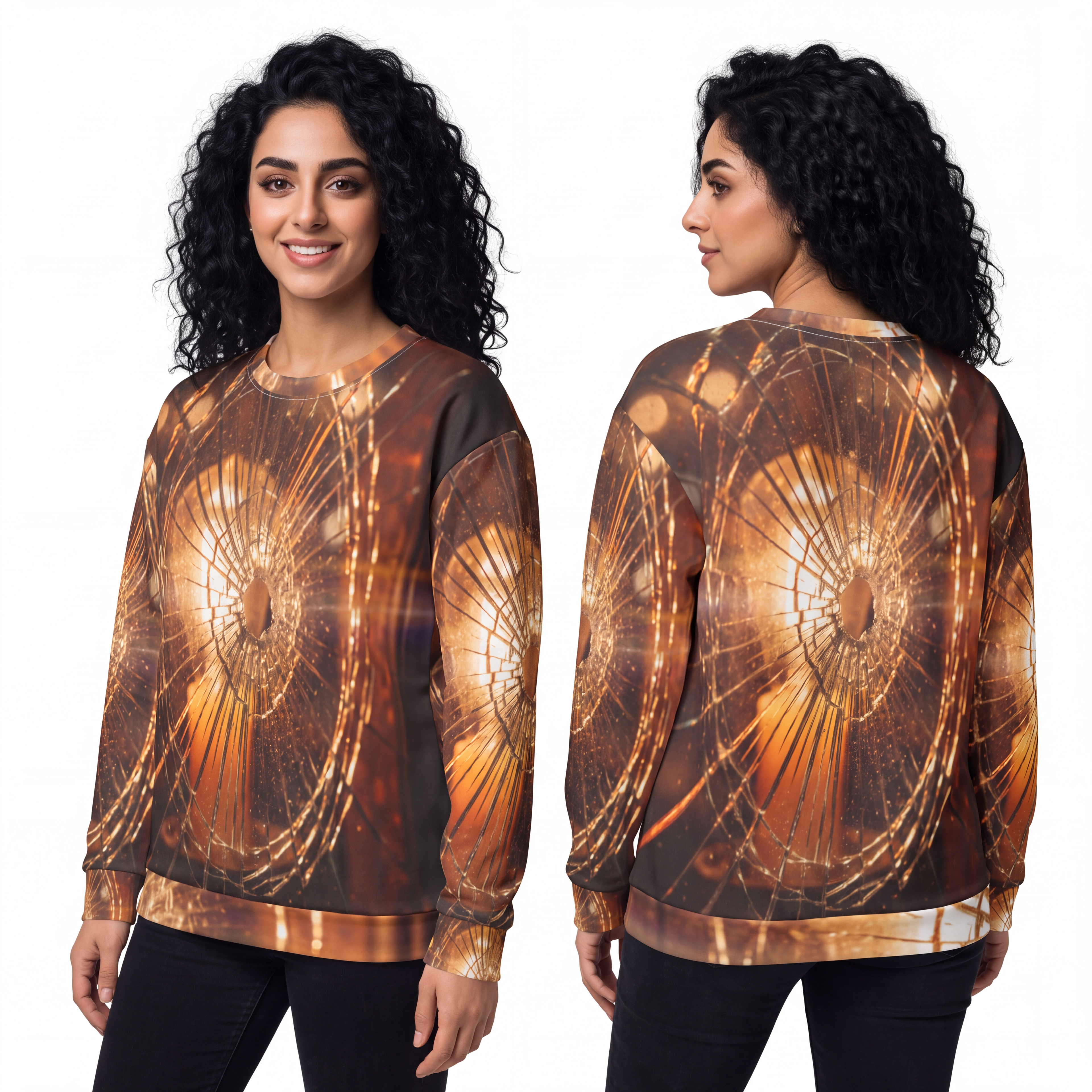 Unisex Sweatshirt - Shattered Glass Glow Art Print |...