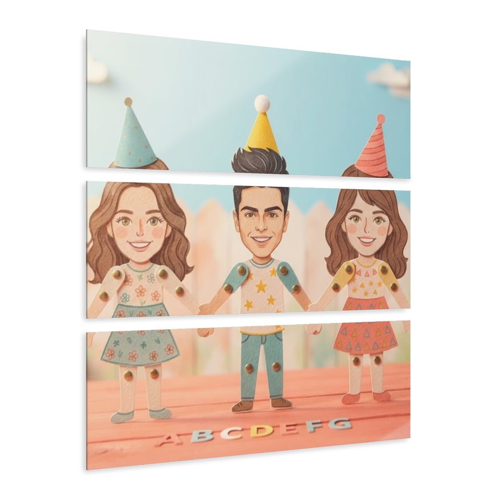 Acrylic Prints Triptych - Paper Puppets — Landscape |...