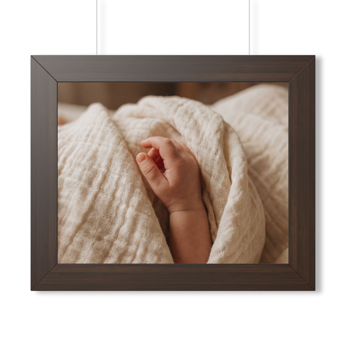 Framed Horizontal Poster - Tender Newborn Hand in Soft... |...