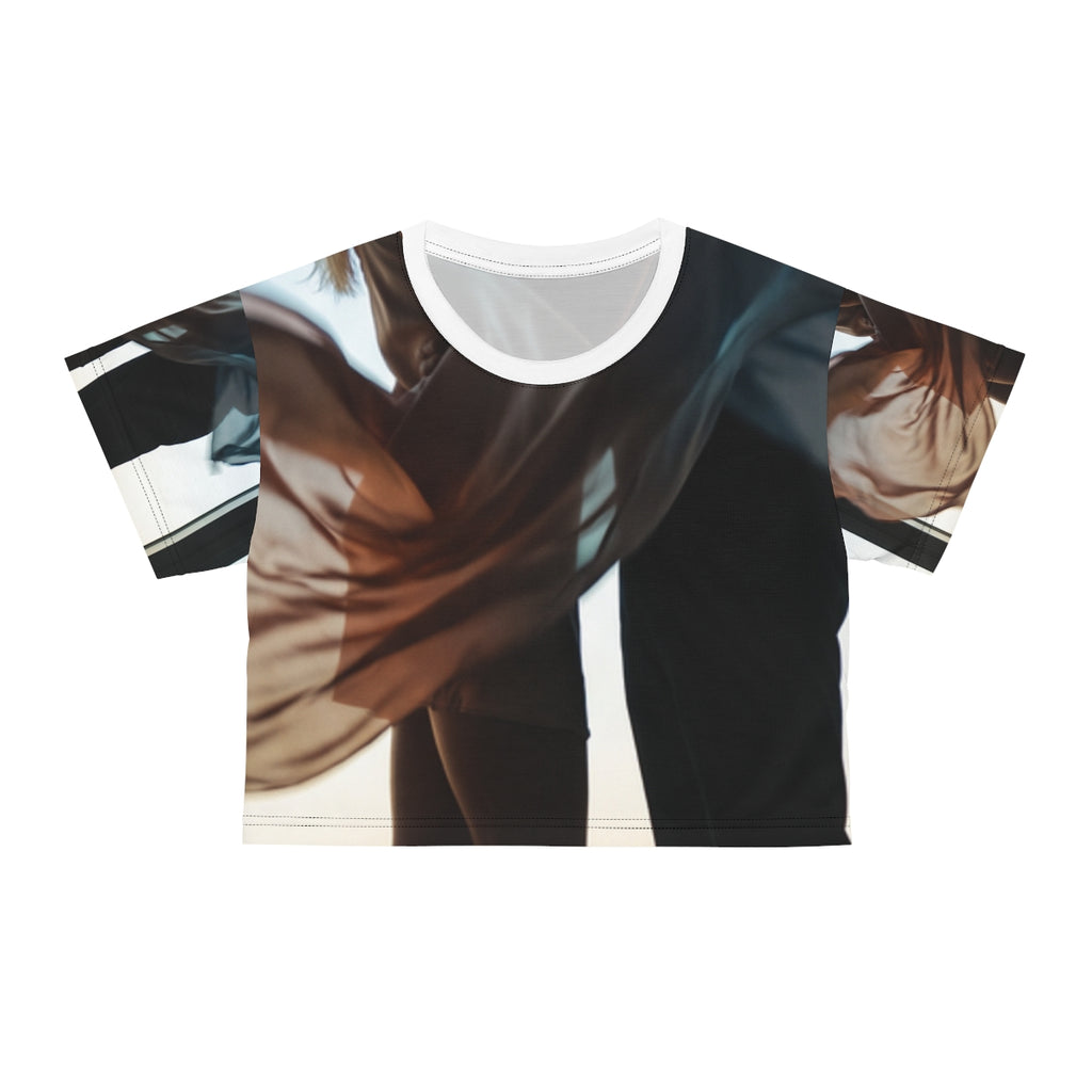 Crop Tee - Cinematic Skyline Silhouette of Two Lovers |...