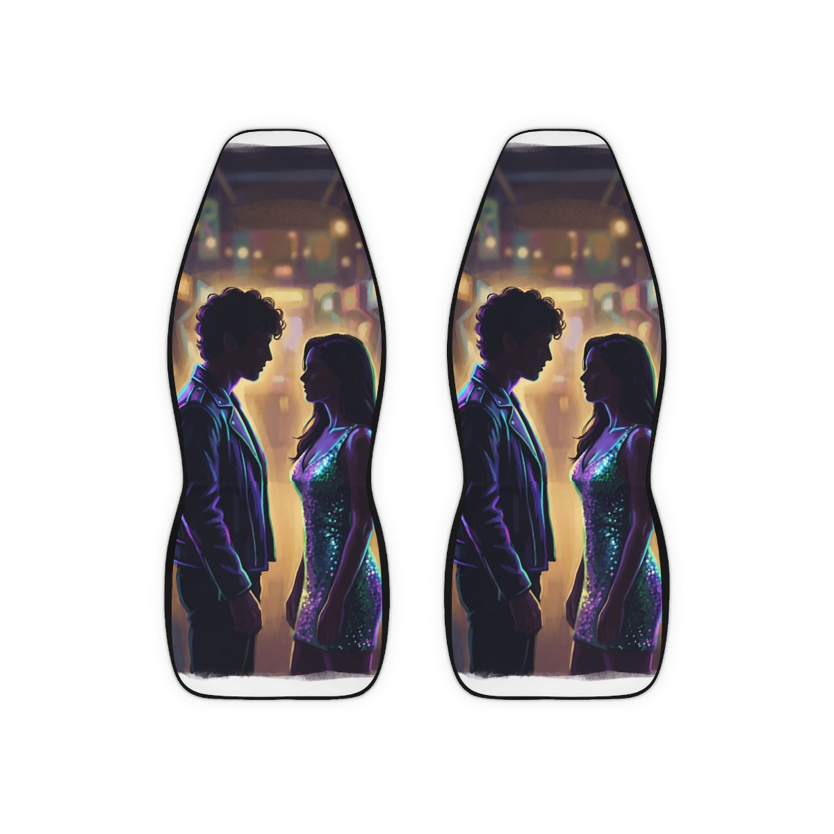 Retro Arcade Car Seat Covers with Neon Art