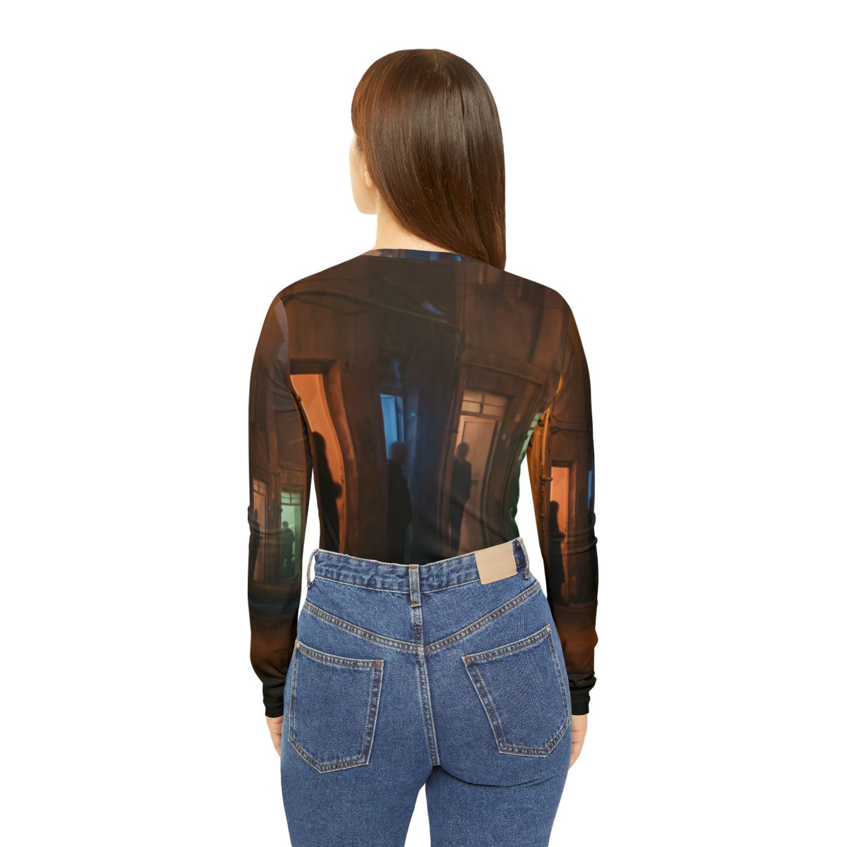 Women's Long Sleeve V-neck Shirt - Shadowed Alleyway Mystery...