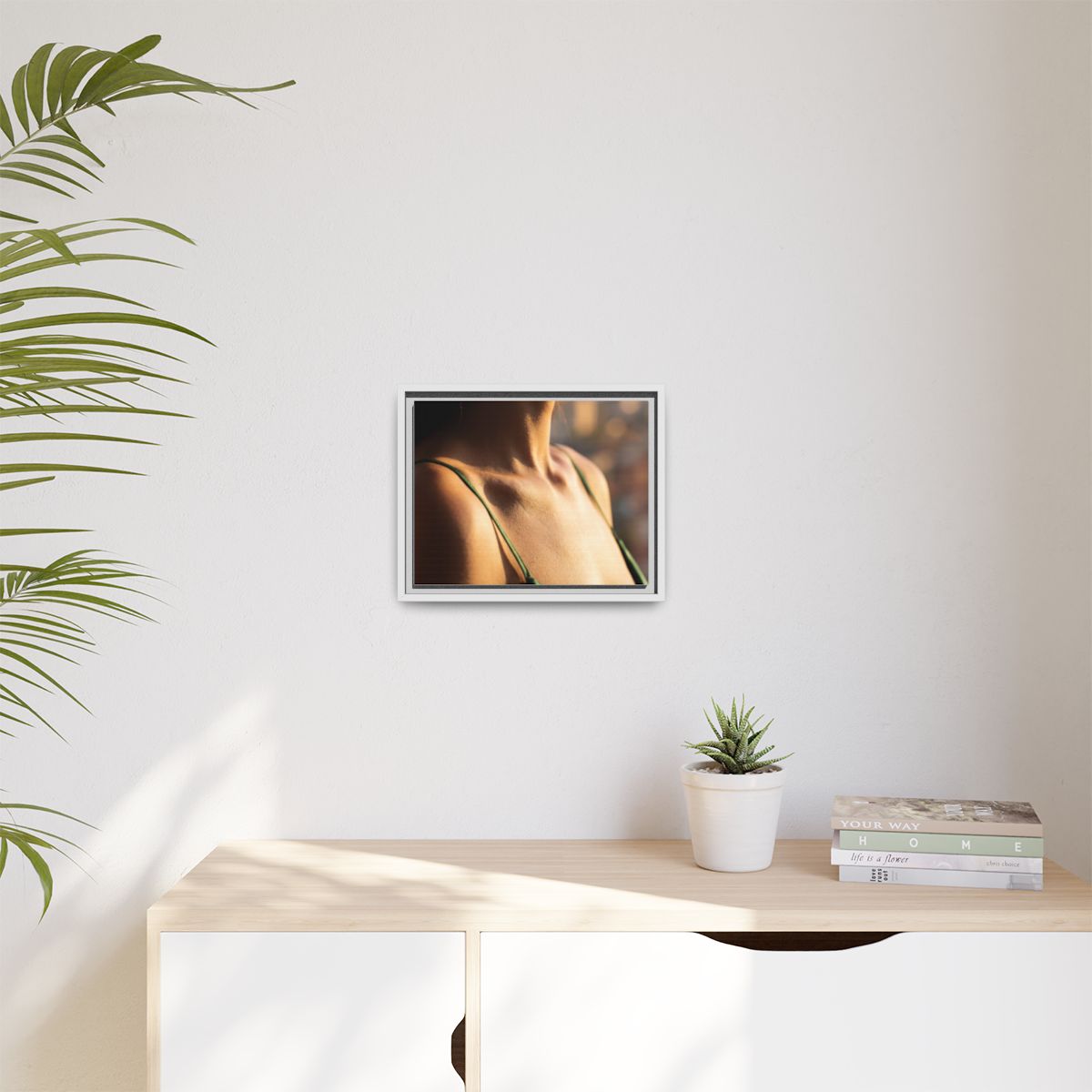Golden Hour Matte Canvas - Framed Sunset Wall Art — White /...