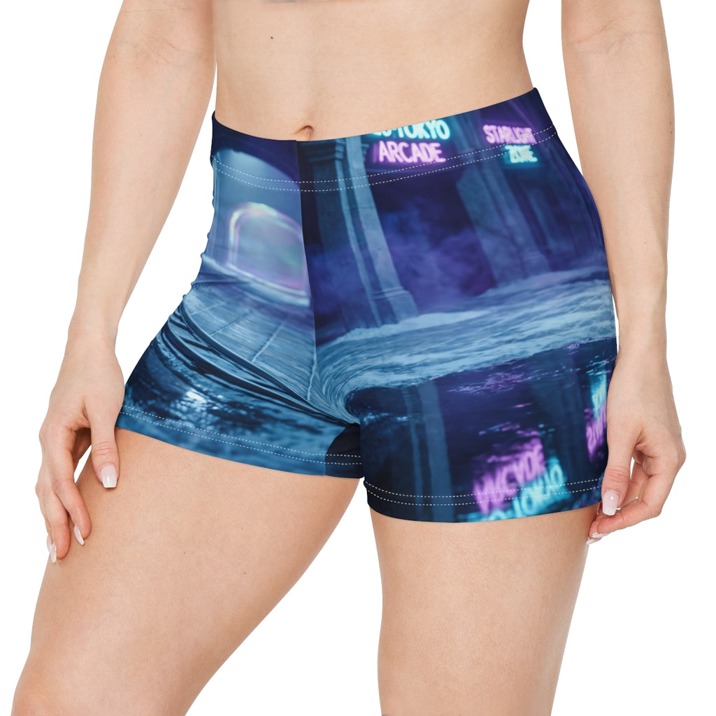 Cyberpunk Neon Subway Women's Shorts