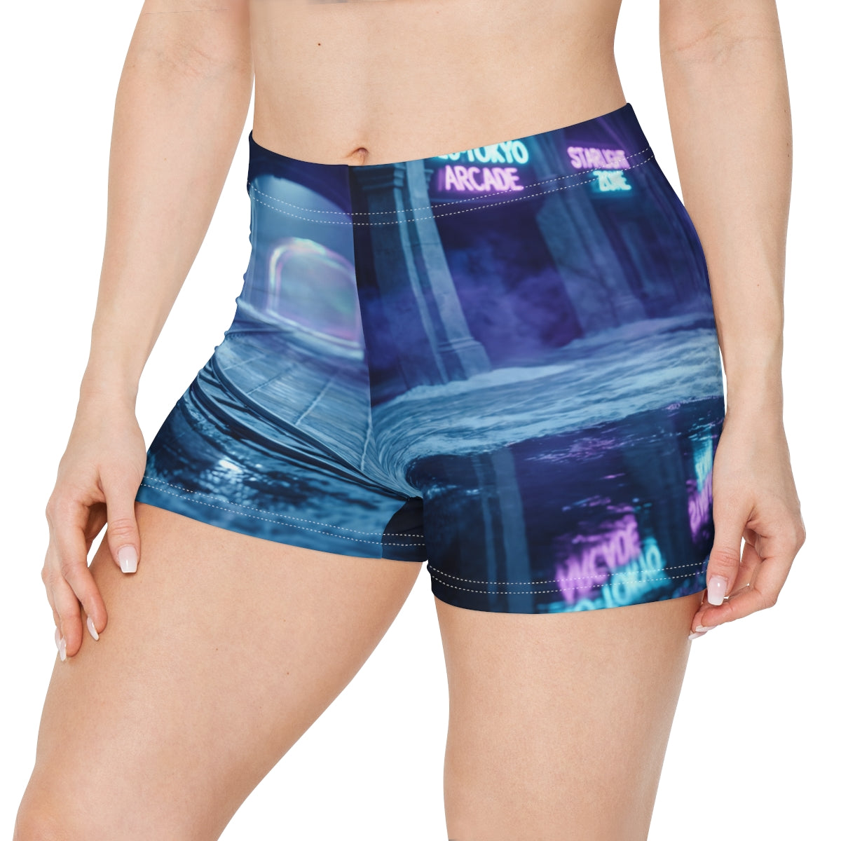 Cyberpunk Neon Subway Women's Shorts