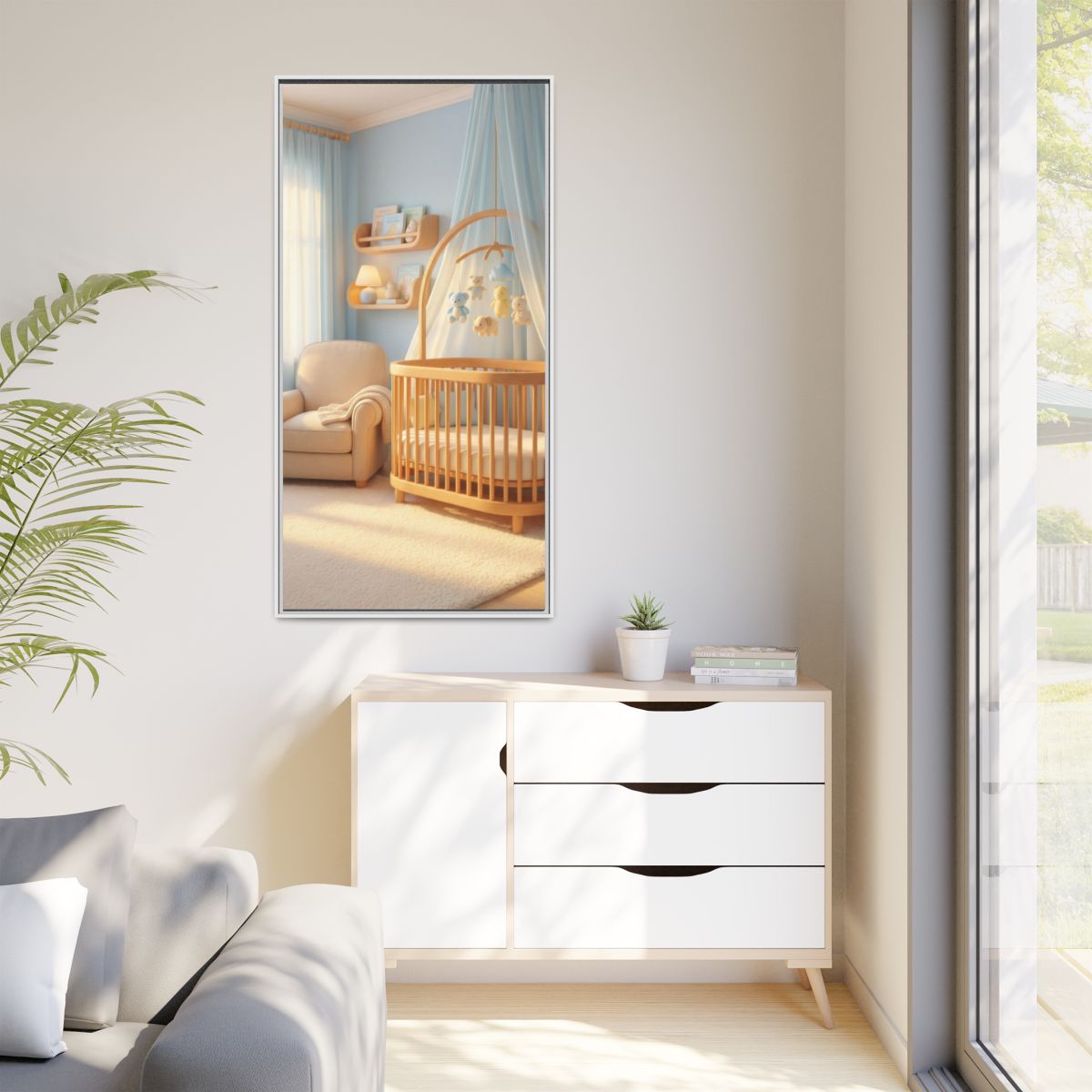 Matte Canvas, Framed - Dreamy Serene Nursery Art — White /...