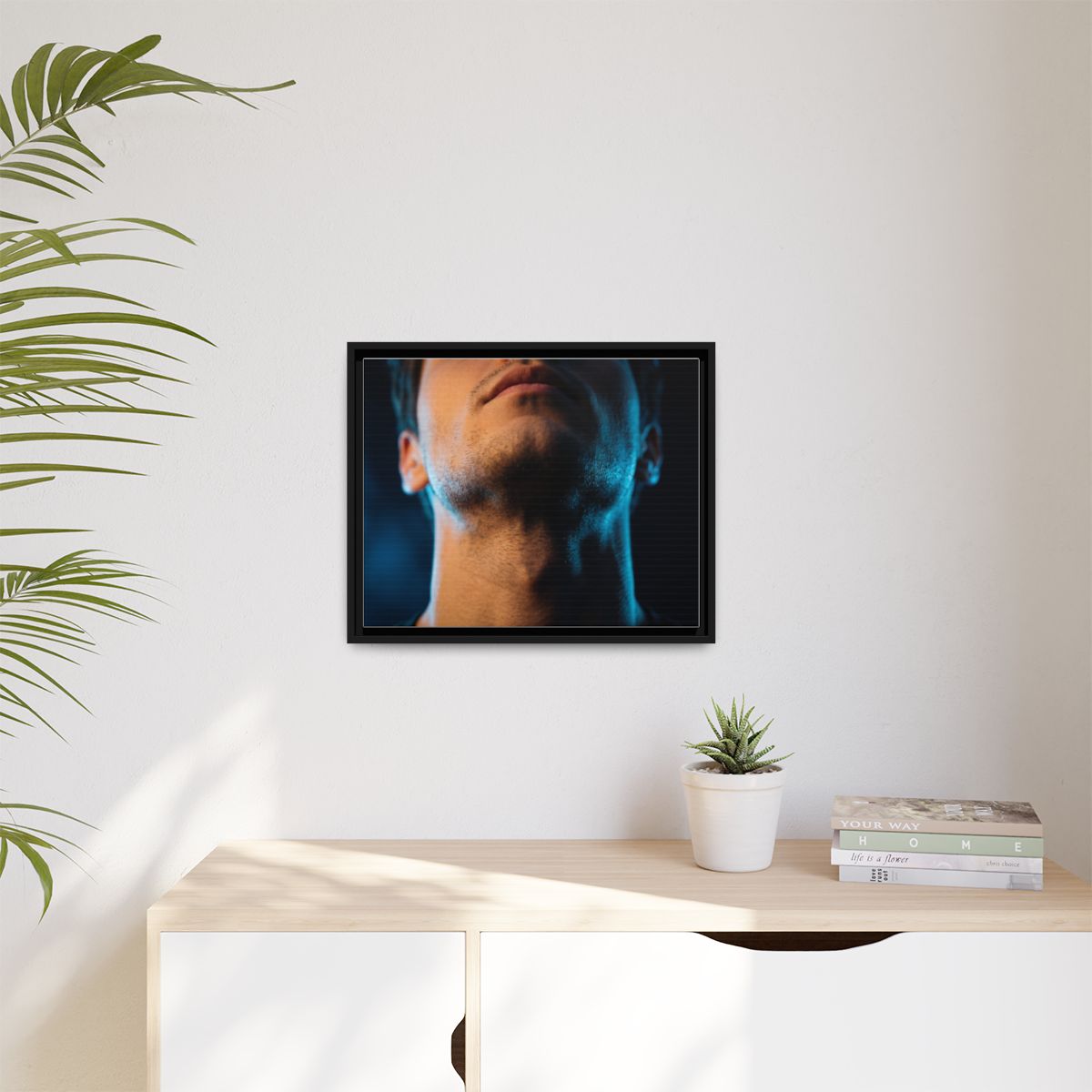 Matte Canvas, Framed - Neon Shadows Cinematic Portrait Art...