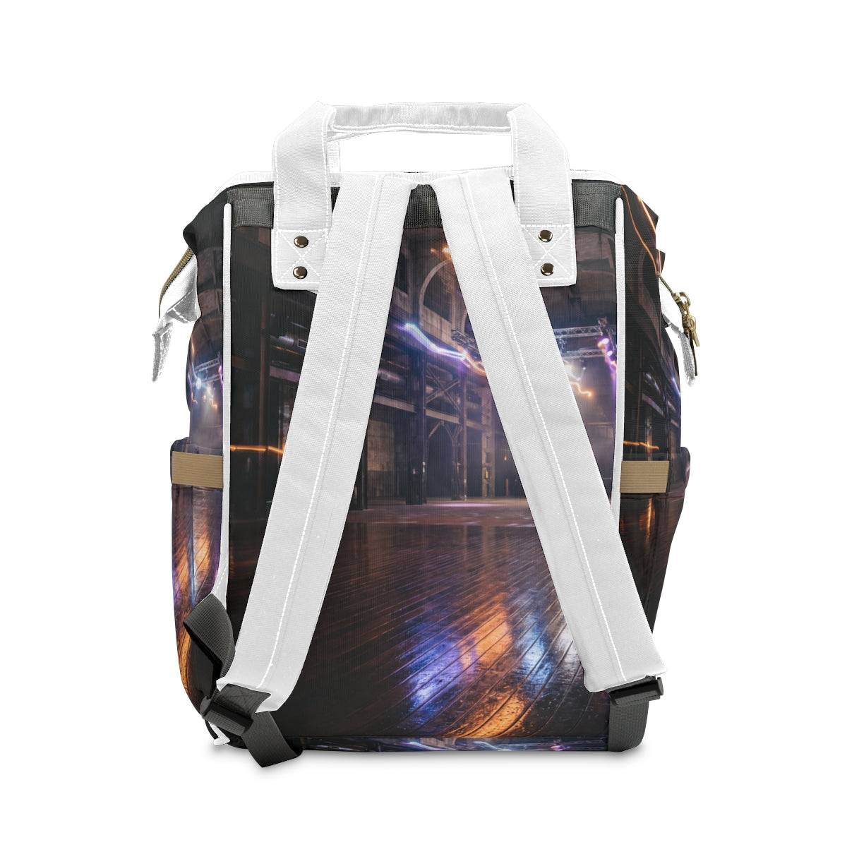 Wickelrucksack mit Industrie-Lagerhaus-Motiv
