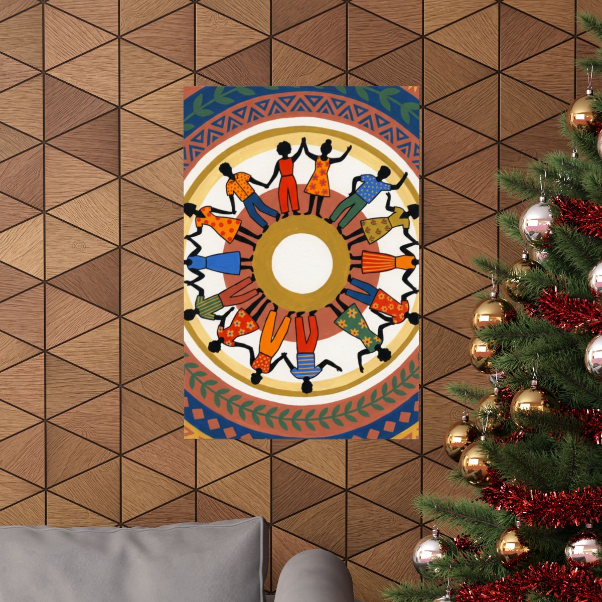 Matte Vertical Poster - Unity Mandala Folk Art (8×10 & 36×54)