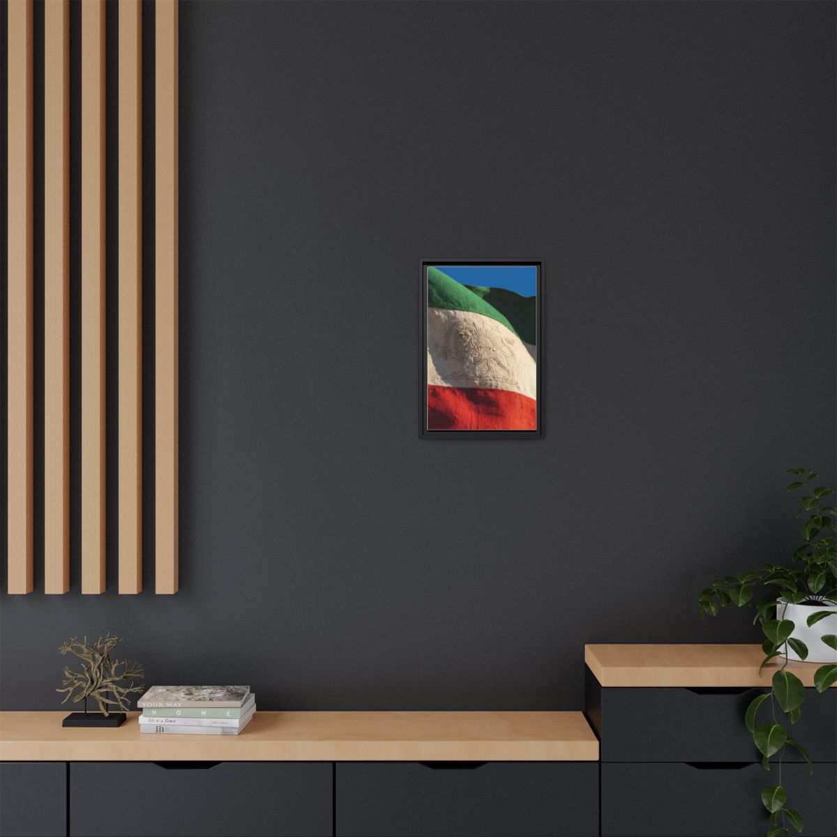 Framed Canvas Art - Distressed Flag — Black / 1.25"