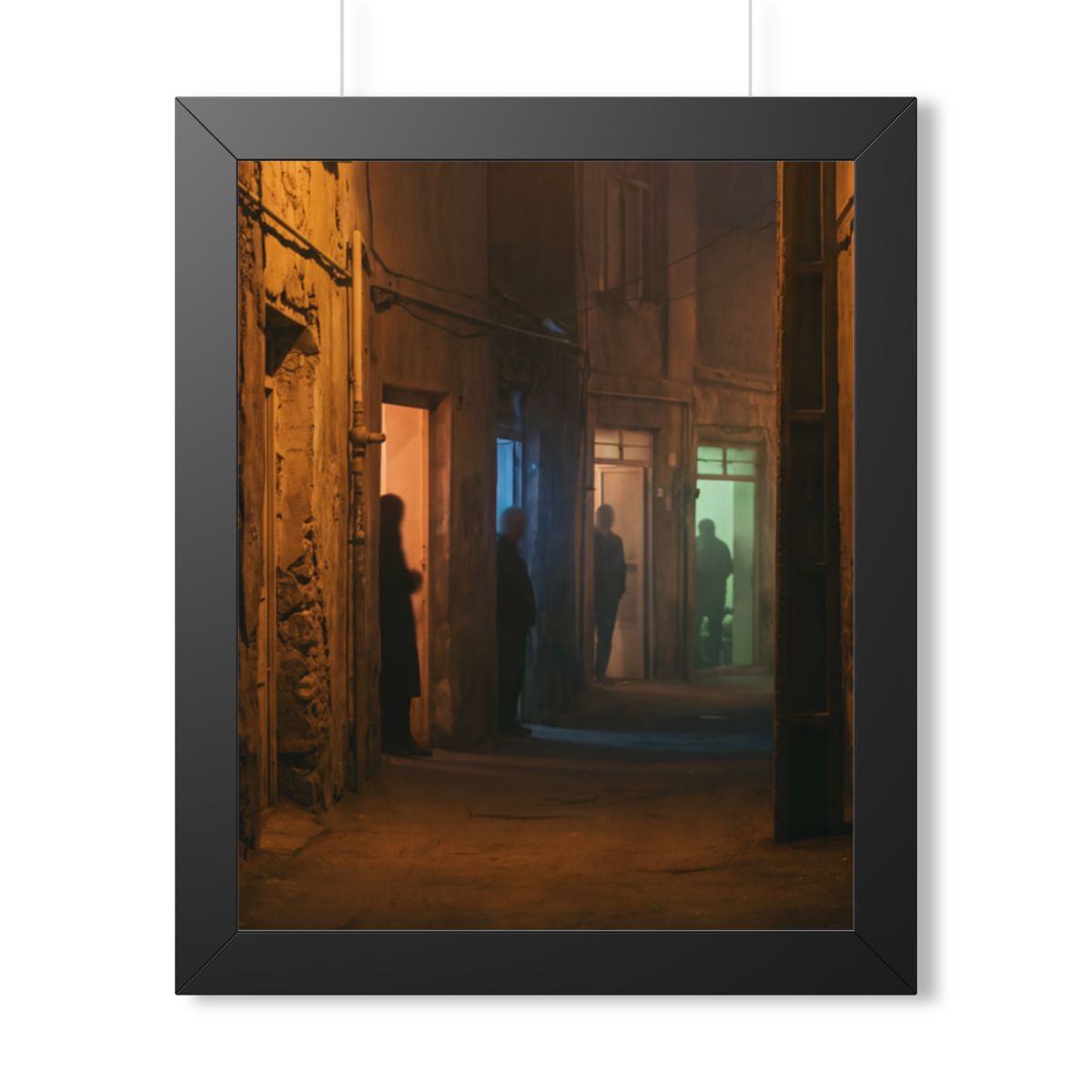 Framed Vertical Poster - Shadowed Alleyway Mystery Art Print...