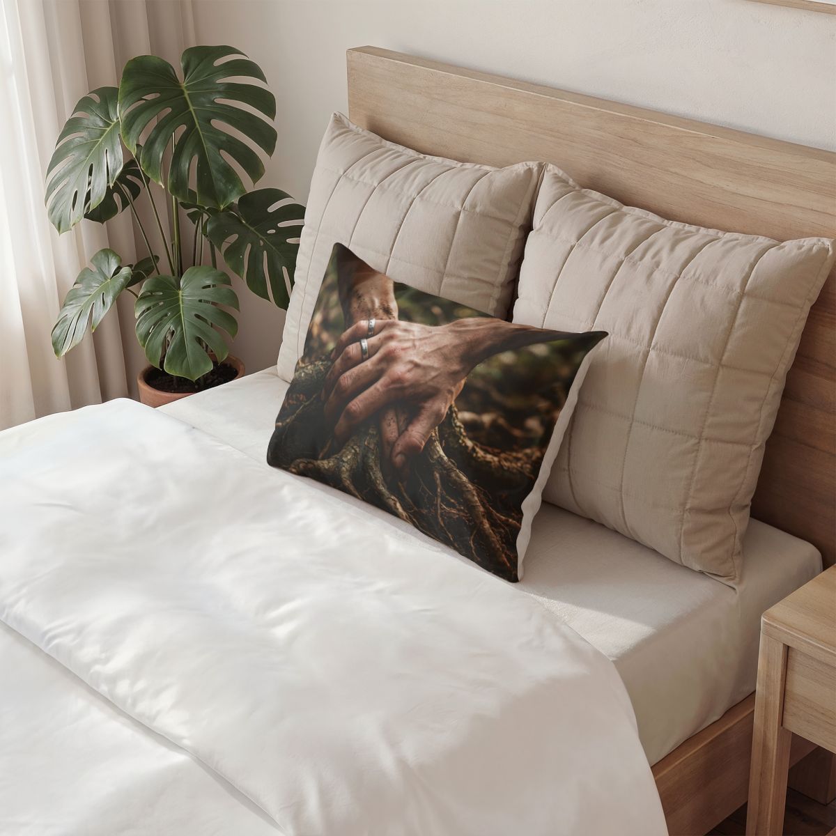 Cotton Pillow Sham with Forest Root Art