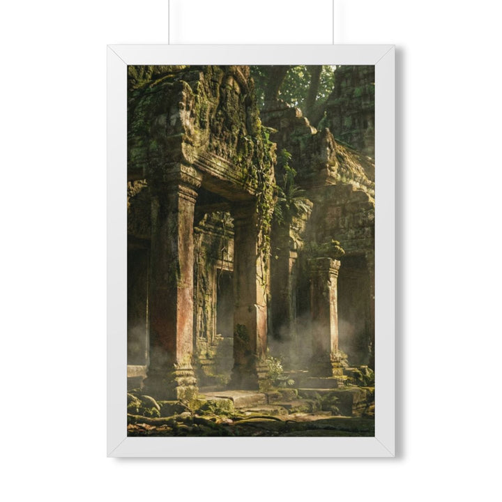 Framed Vertical Poster, White Frame - Temple Light