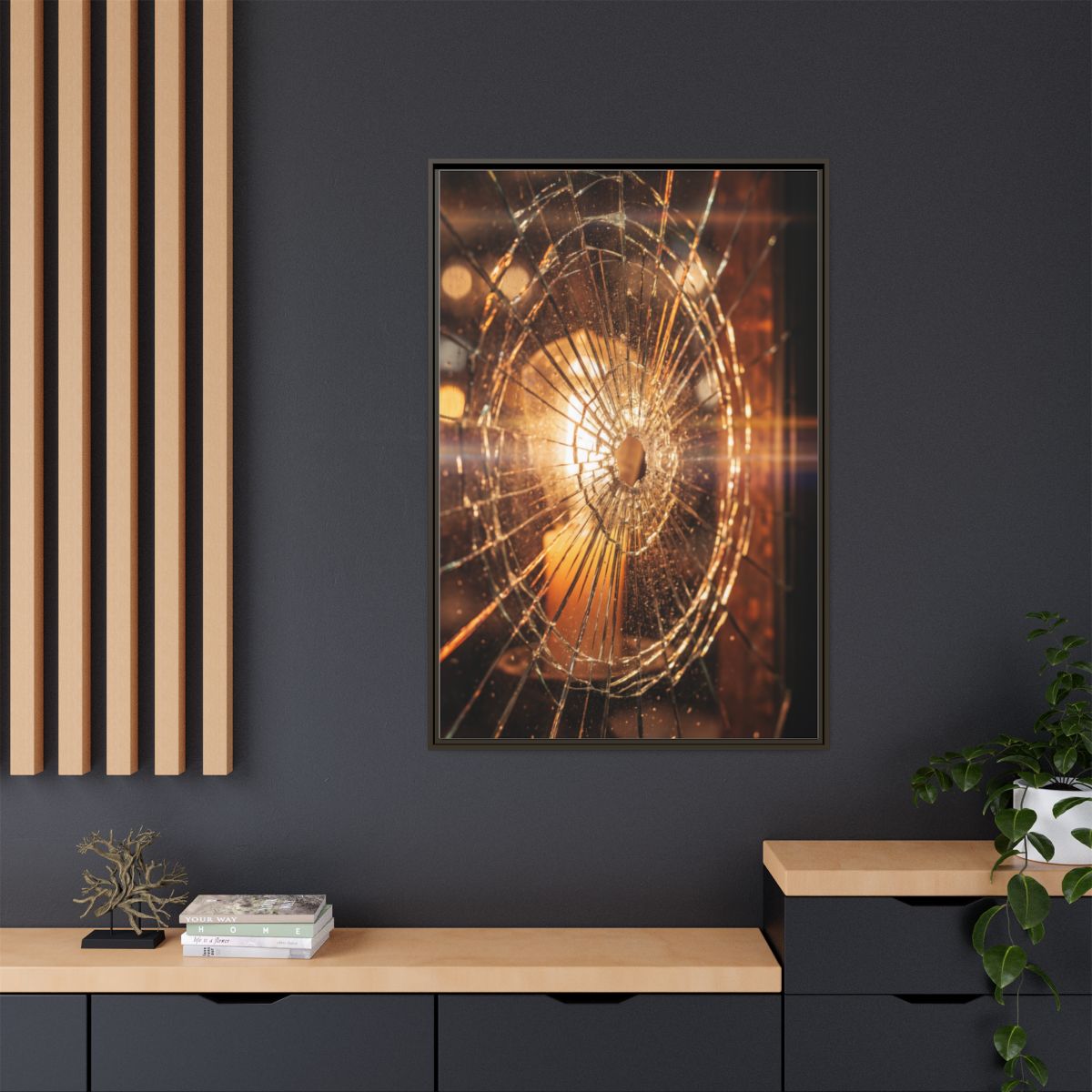Matte Canvas, Framed - Golden Fractured Art — Espresso /......