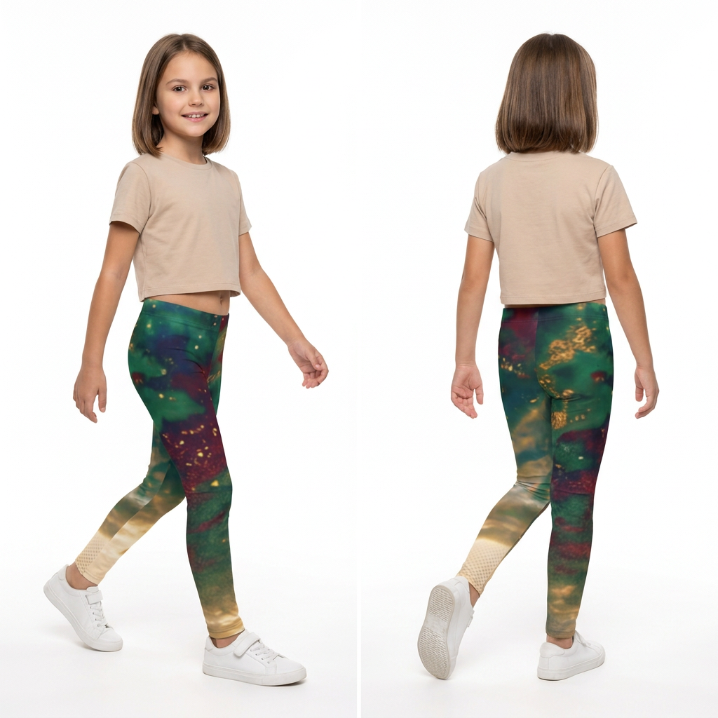 Kids Leggings with Cosmic Lovers Sunset Art