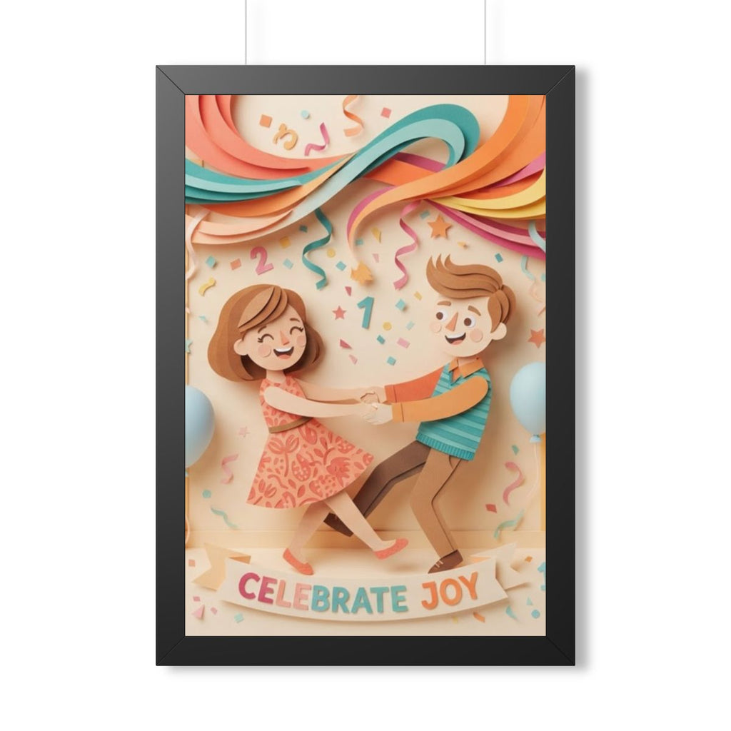 Framed Vertical Poster - Celebrate Joy Papercut Art... |...
