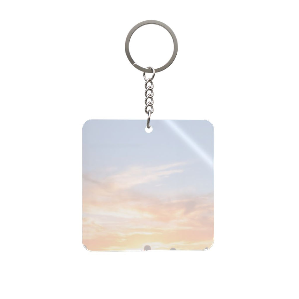 Square Keychain - Sunset Mountain Trail | Echovira Gallery