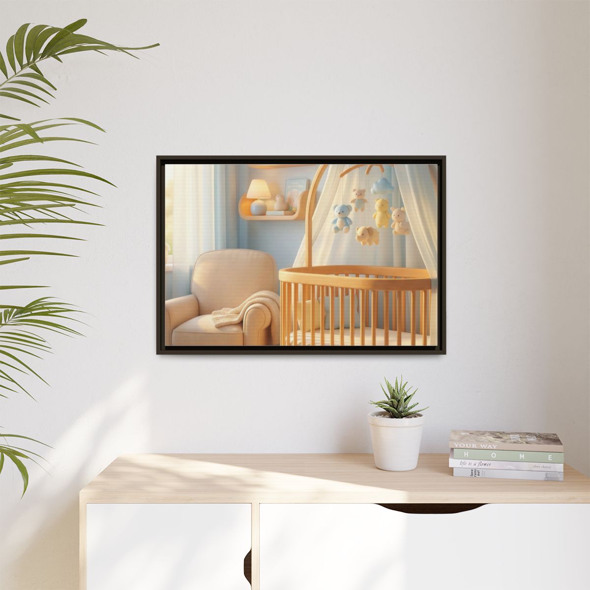 Matte Canvas, Framed - Dreamy Serene Nursery Art — Espresso...