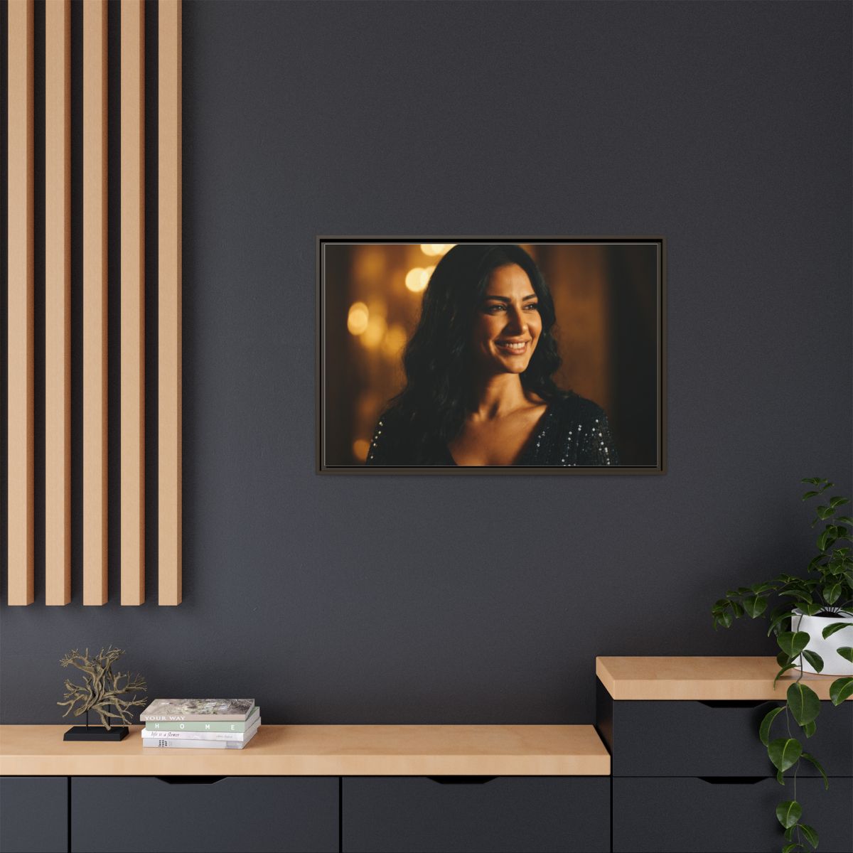 Framed Canvas Art - Golden Glamour — Espresso / 1.25"