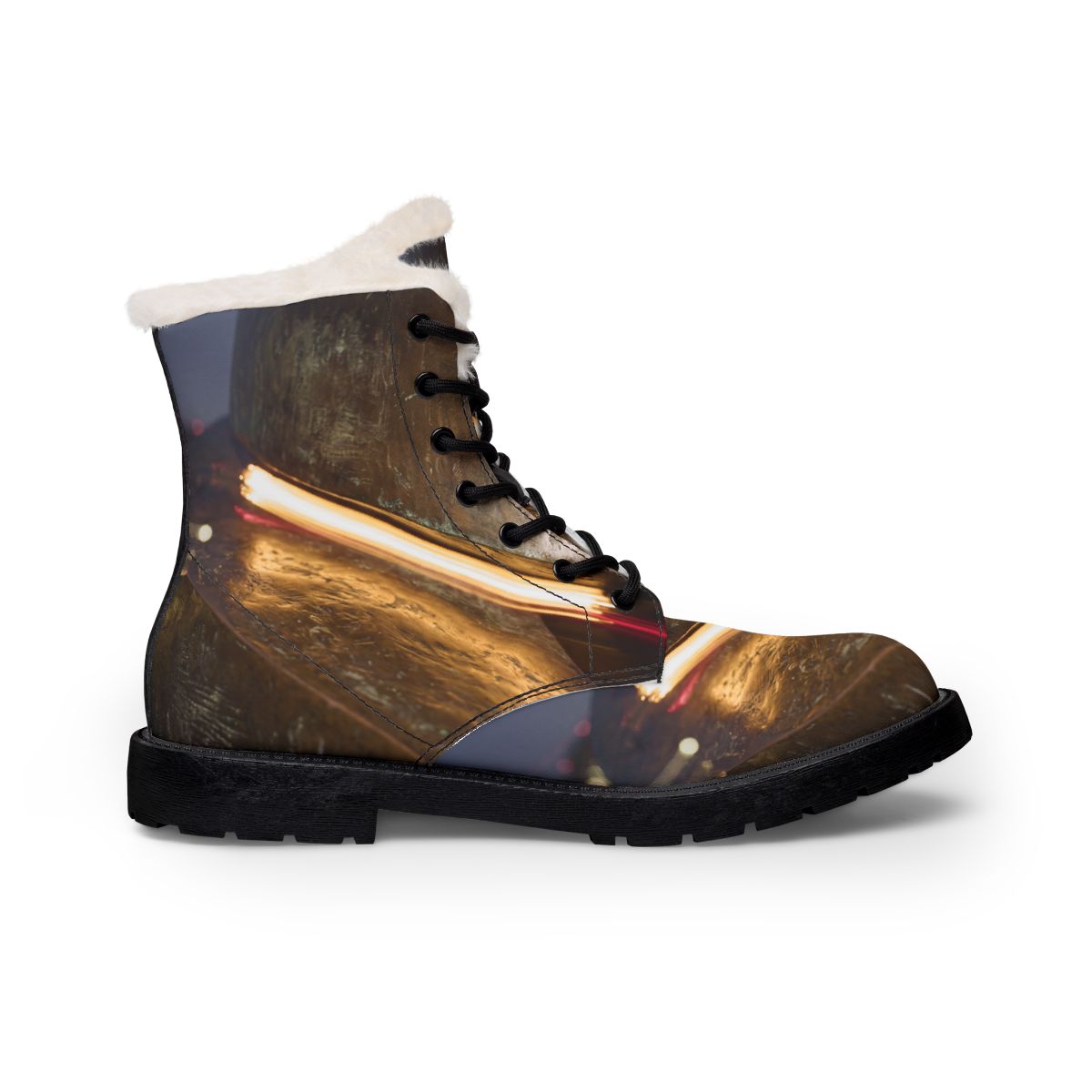 Women's Fur and Leather Boots Bronze Spiral