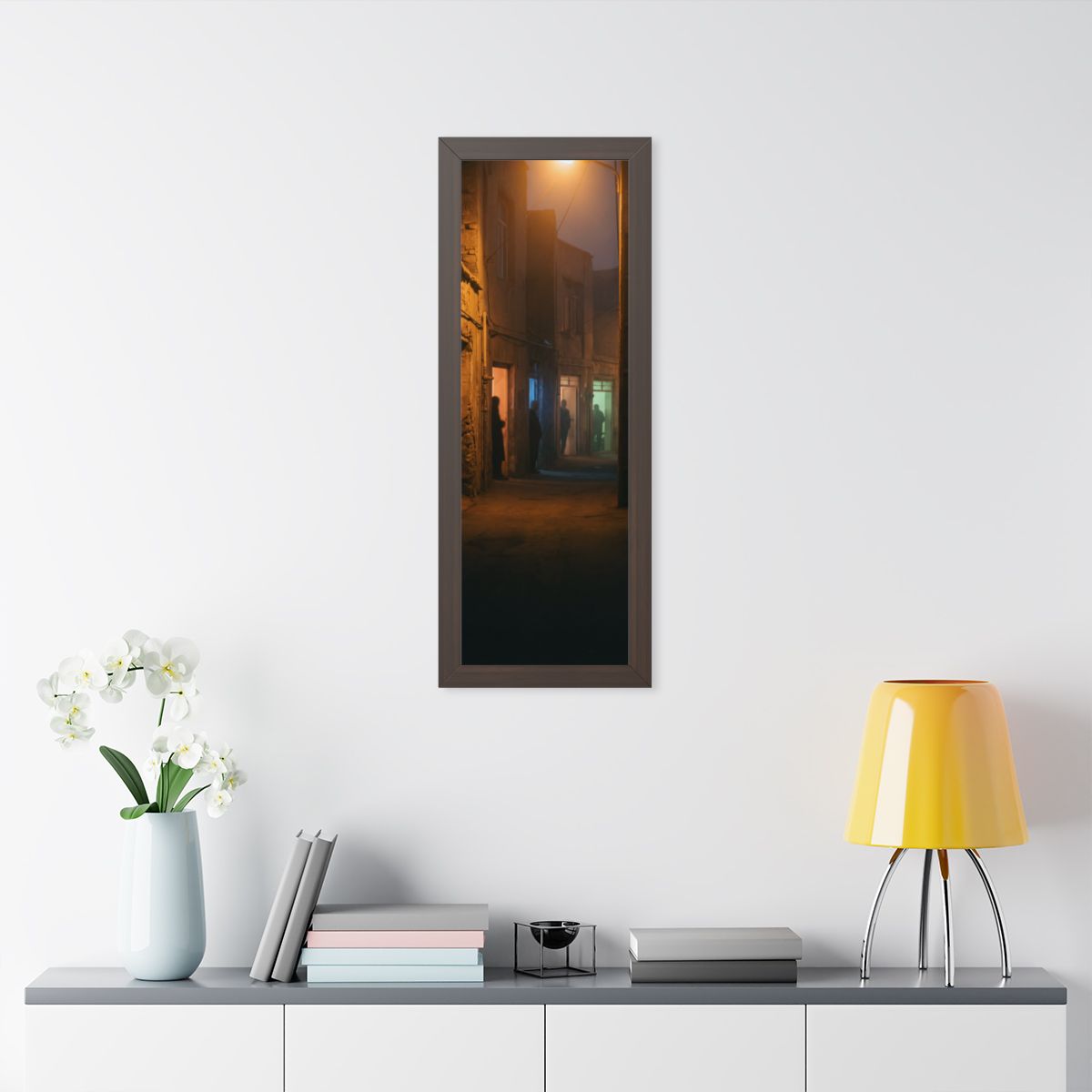 Framed Vertical Poster - Shadowed Alleyway Mystery Art Print...