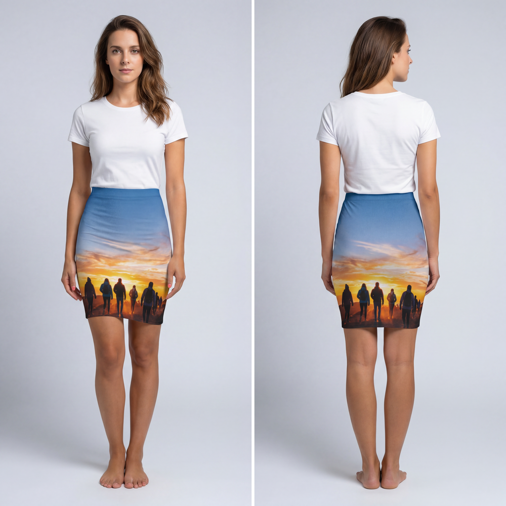 Women's Pencil Skirt - Golden Hiker Dawn