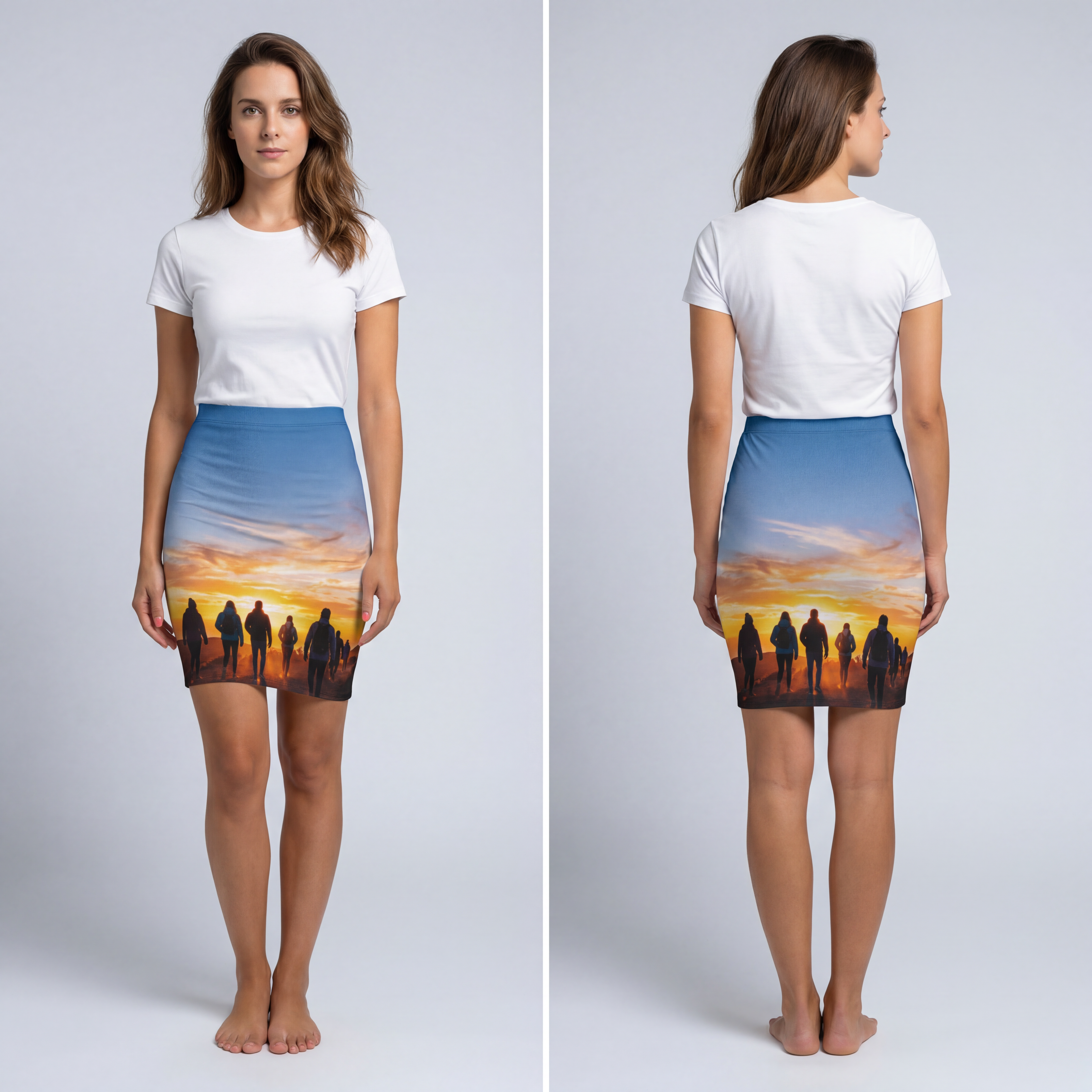 Women's Pencil Skirt - Golden Hiker Dawn