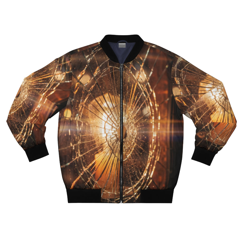 Men's Bomber Jacket - Shattered Amber Light Glass Art |...