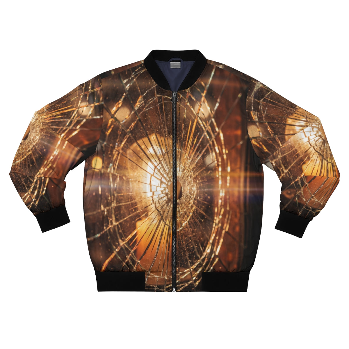 Men's Bomber Jacket - Shattered Amber Light Glass Art |...