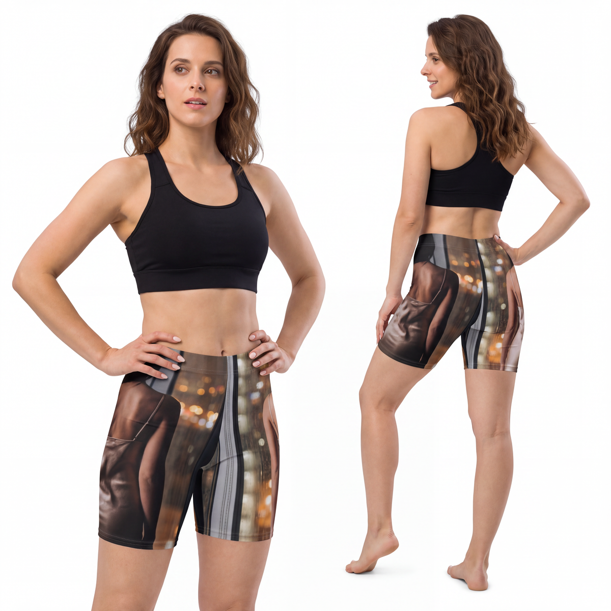 Women's Biker Shorts - Rainscape Grid | Echovira Gallery