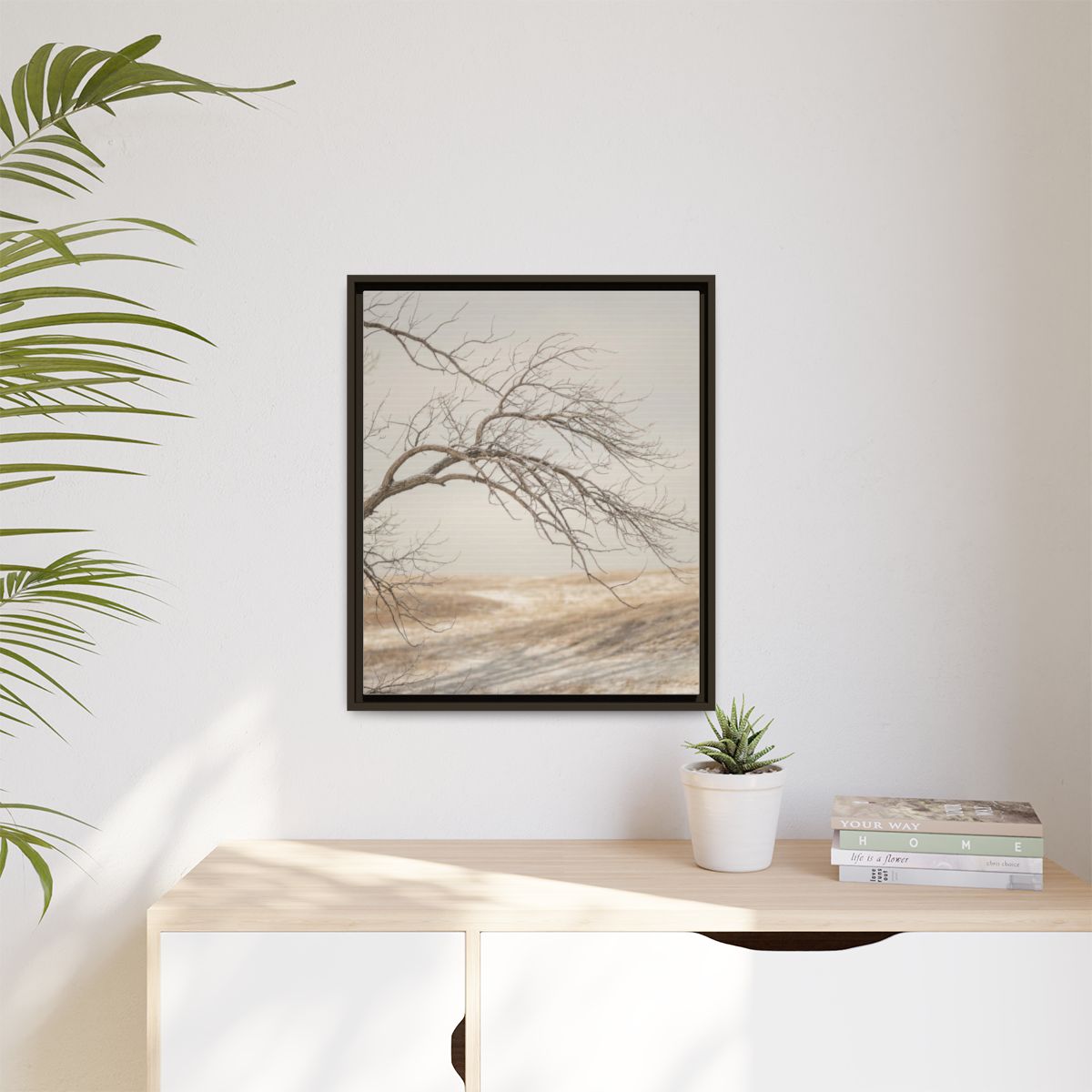 Matte Canvas, Framed - Winter Branch Solitude Landscape —......
