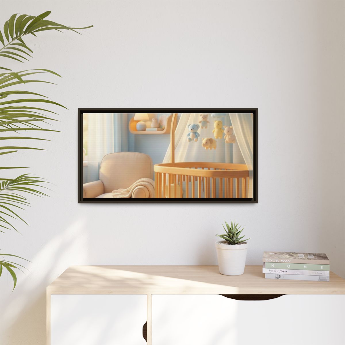 Matte Canvas, Framed - Dreamy Serene Nursery Art — Espresso...