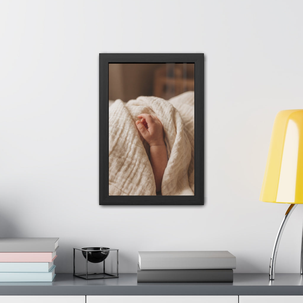 Framed Poster - Tender Newborn Hand (8×12, 9×11, 11×14... |...