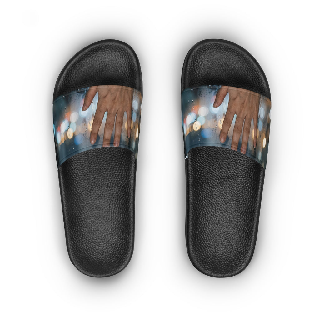Women's Slide Sandals Rainy City Window Art