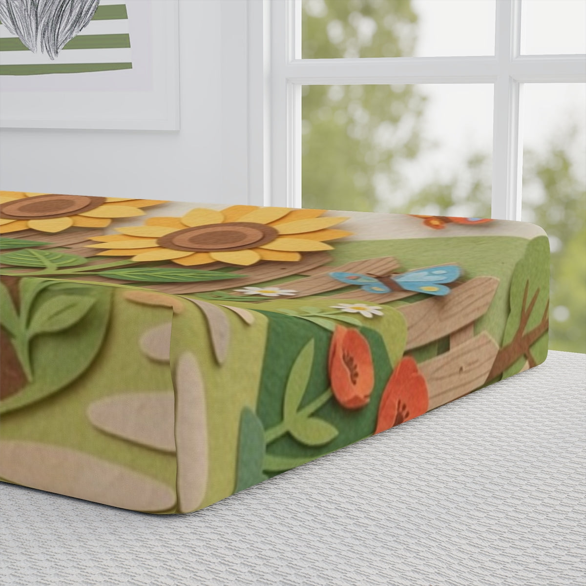 Baby Changing Pad Cover - Papercraft Sunflower Garden... |...