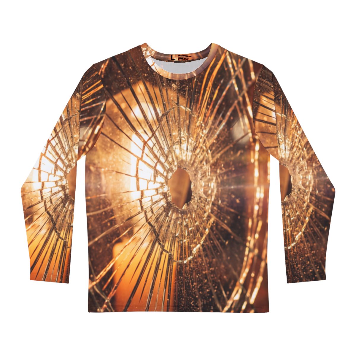 Men's Long Sleeve Shirt - Golden Fractures Shattered Glass...