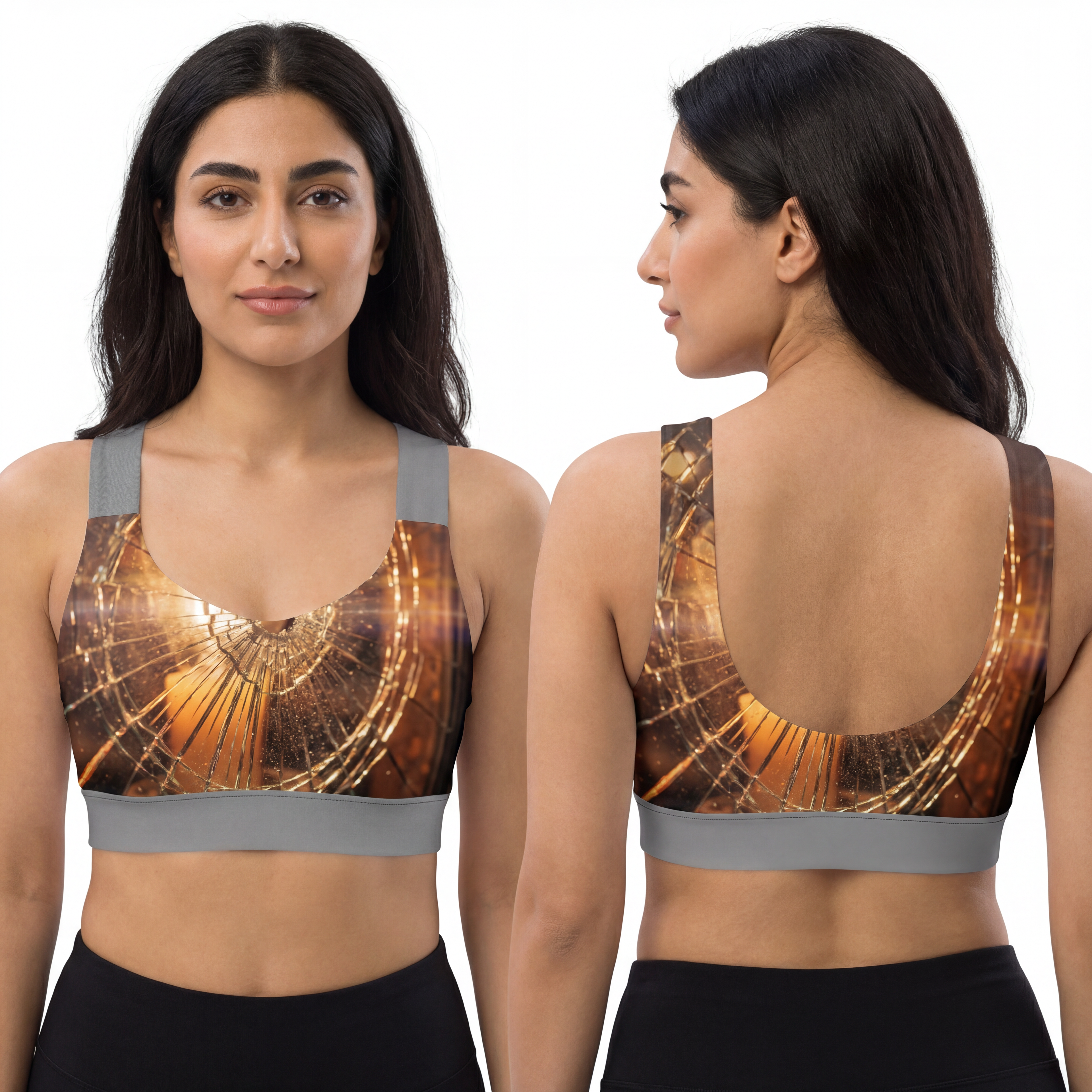 Polyester Sports Bra - Urban Shattered Glow