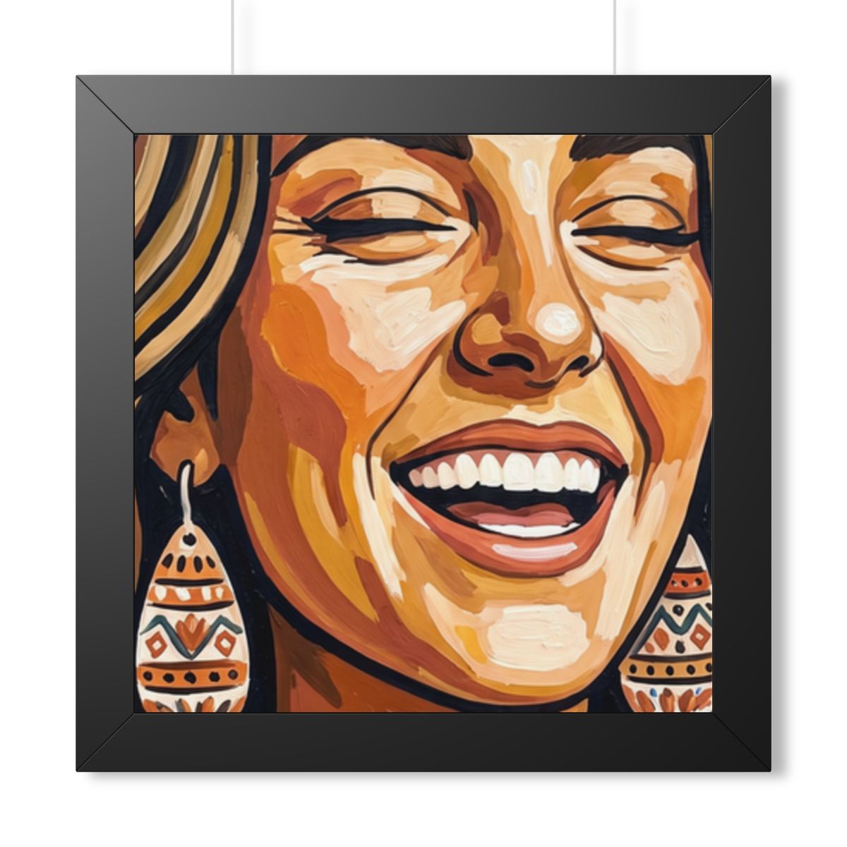 Framed Horizontal Poster - Radiant Joy Boho Pop Art Portrait...