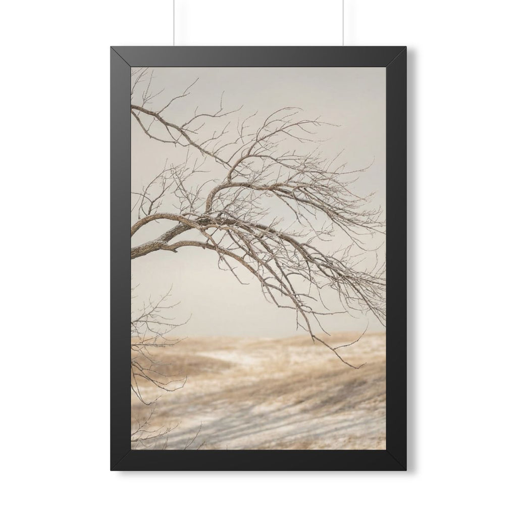 Framed Vertical Poster - Winter Branch Solitude Landscape —...