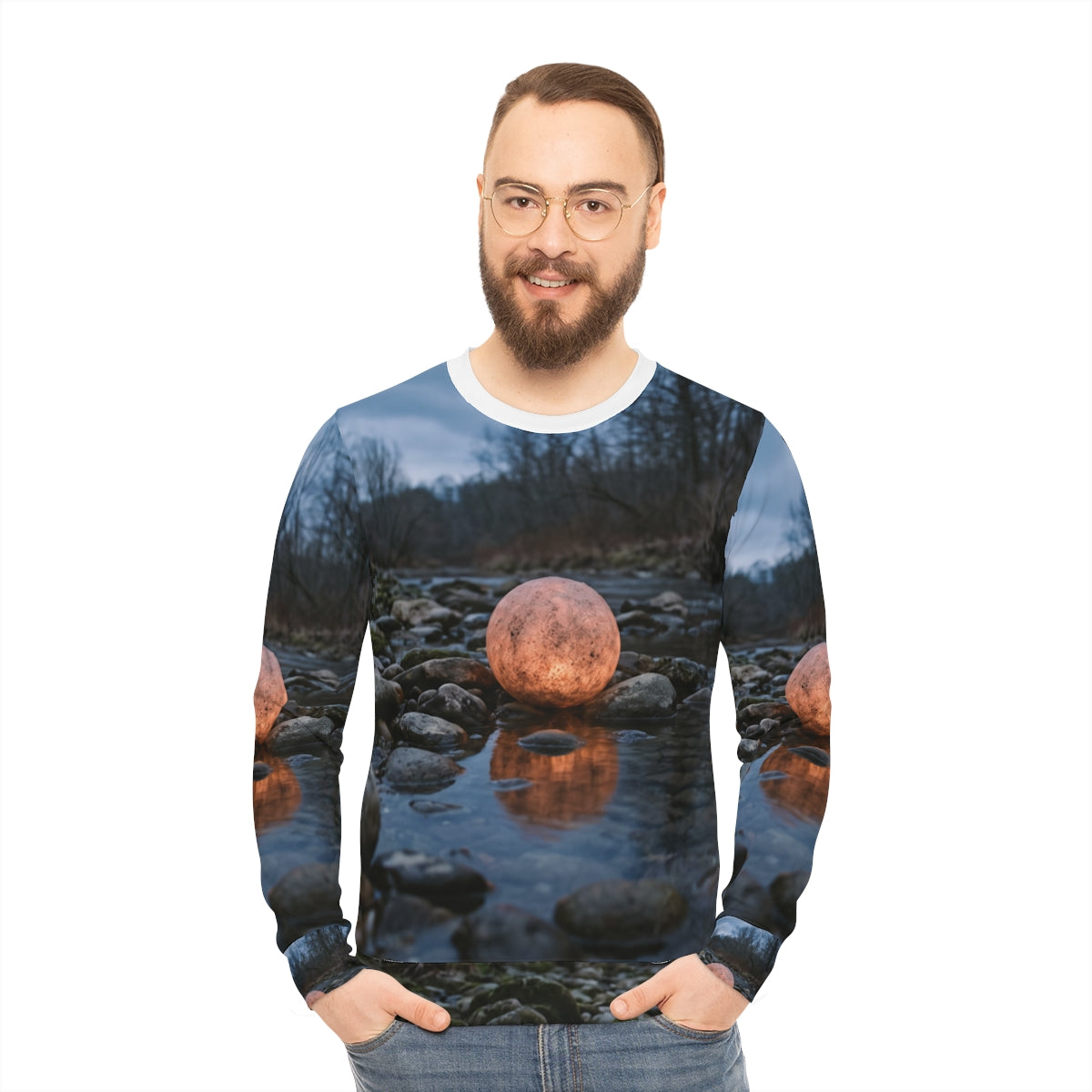 Men's Lightweight Sweatshirt - River Glow | Echovira Gallery