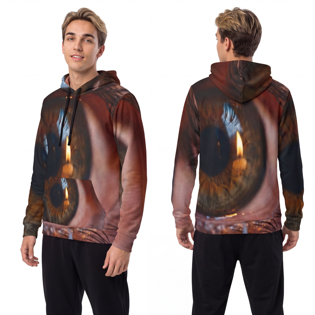 Men's Athletic Hoodie - Amber Iris Reflection Fine Art Print...
