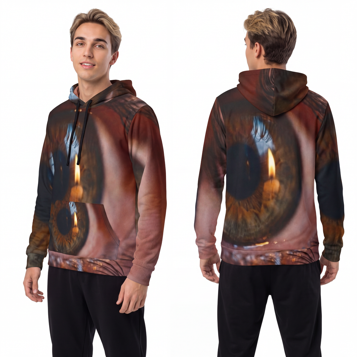 Men's Athletic Hoodie - Amber Iris Reflection Fine Art Print...