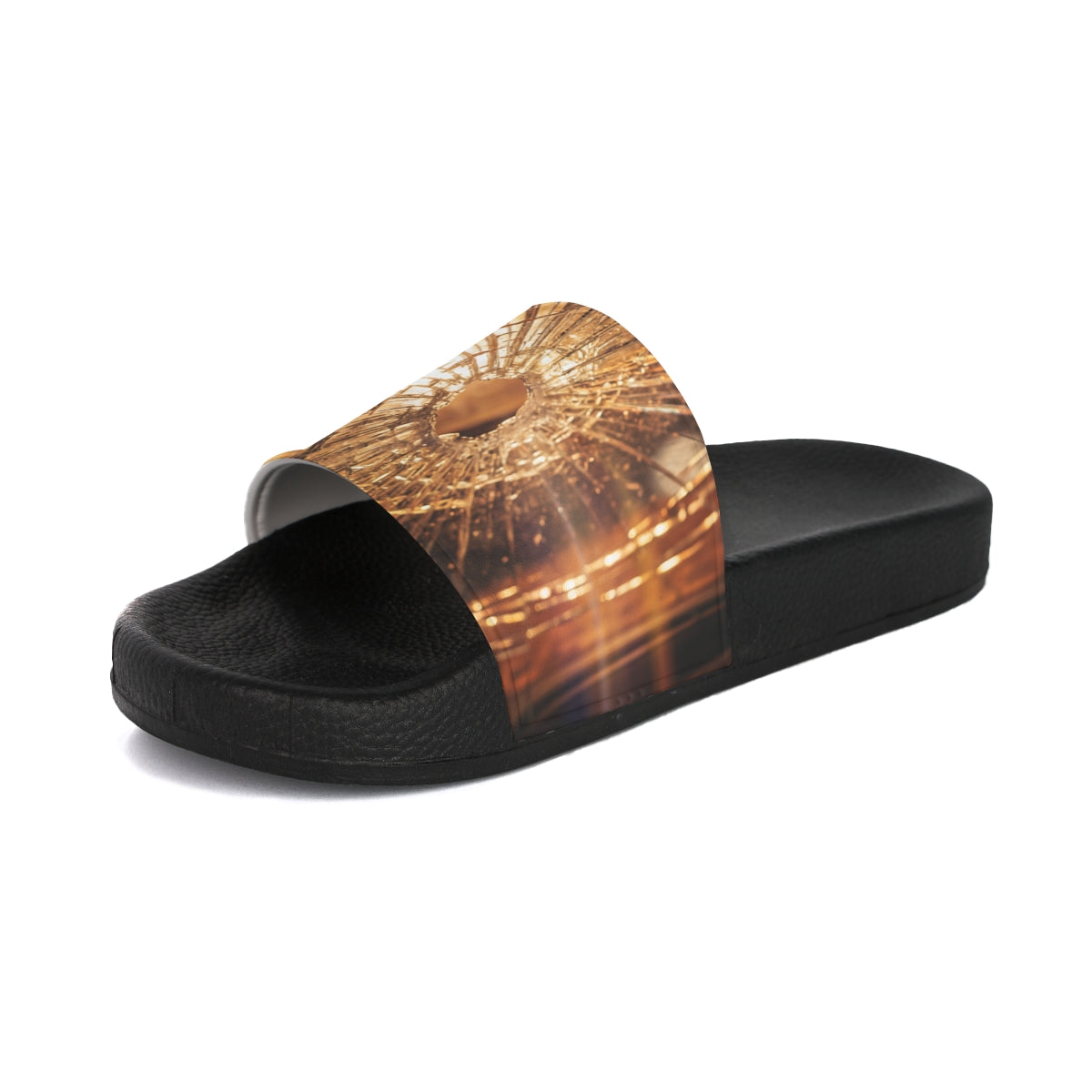 Women's Slide Sandals - Fractured Glow Broken Glass Art |...