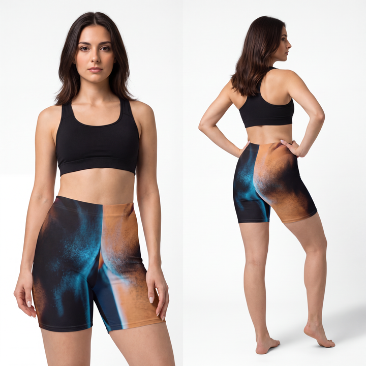Women's Biker Shorts - Neon Horizon Portrait