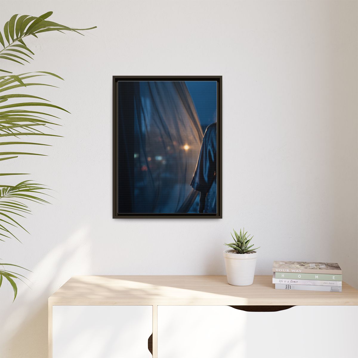 Matte Canvas, Framed - Nocturnal Solitude Silhouette —... |...