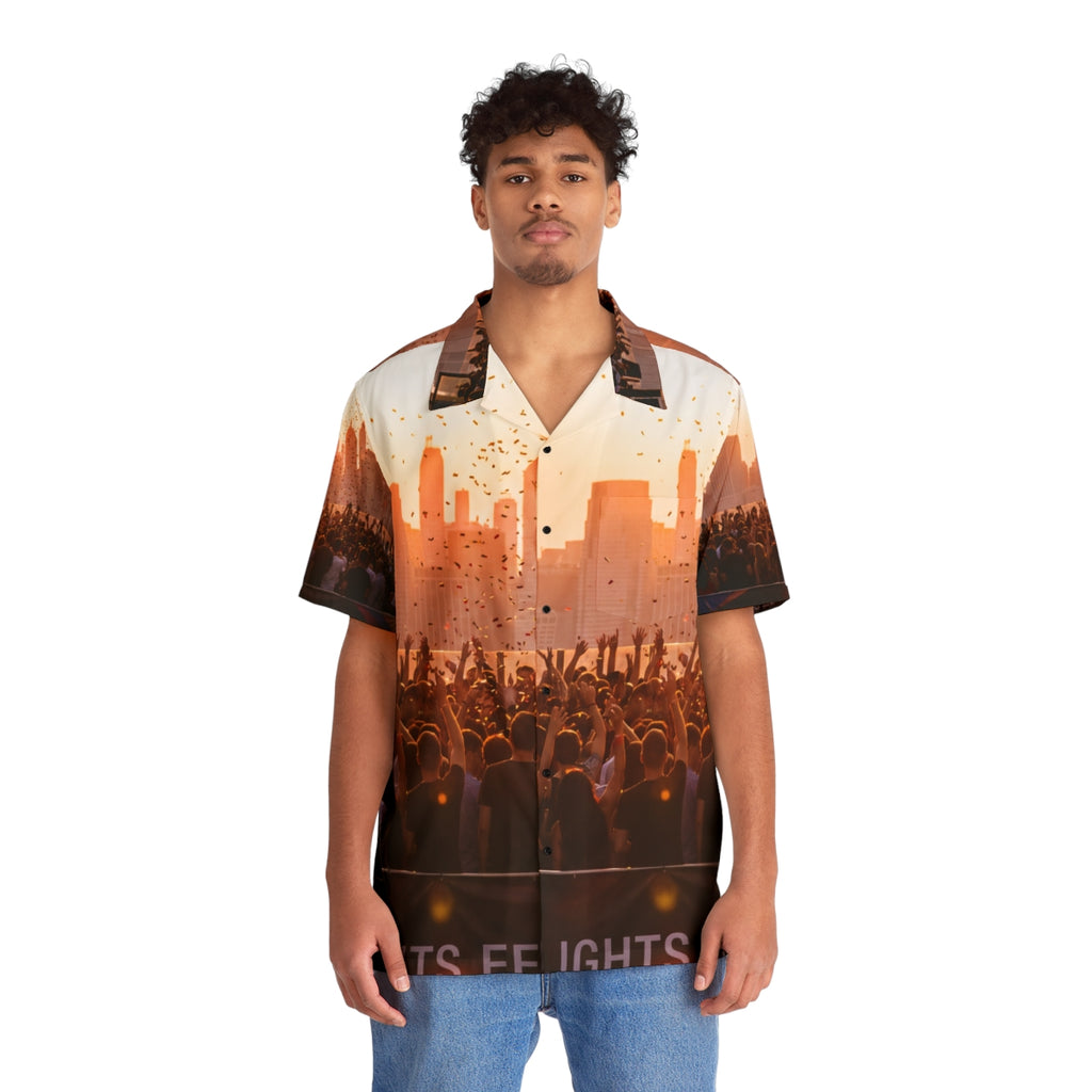Men's Hawaiian Shirt - City Lights | Echovira Gallery