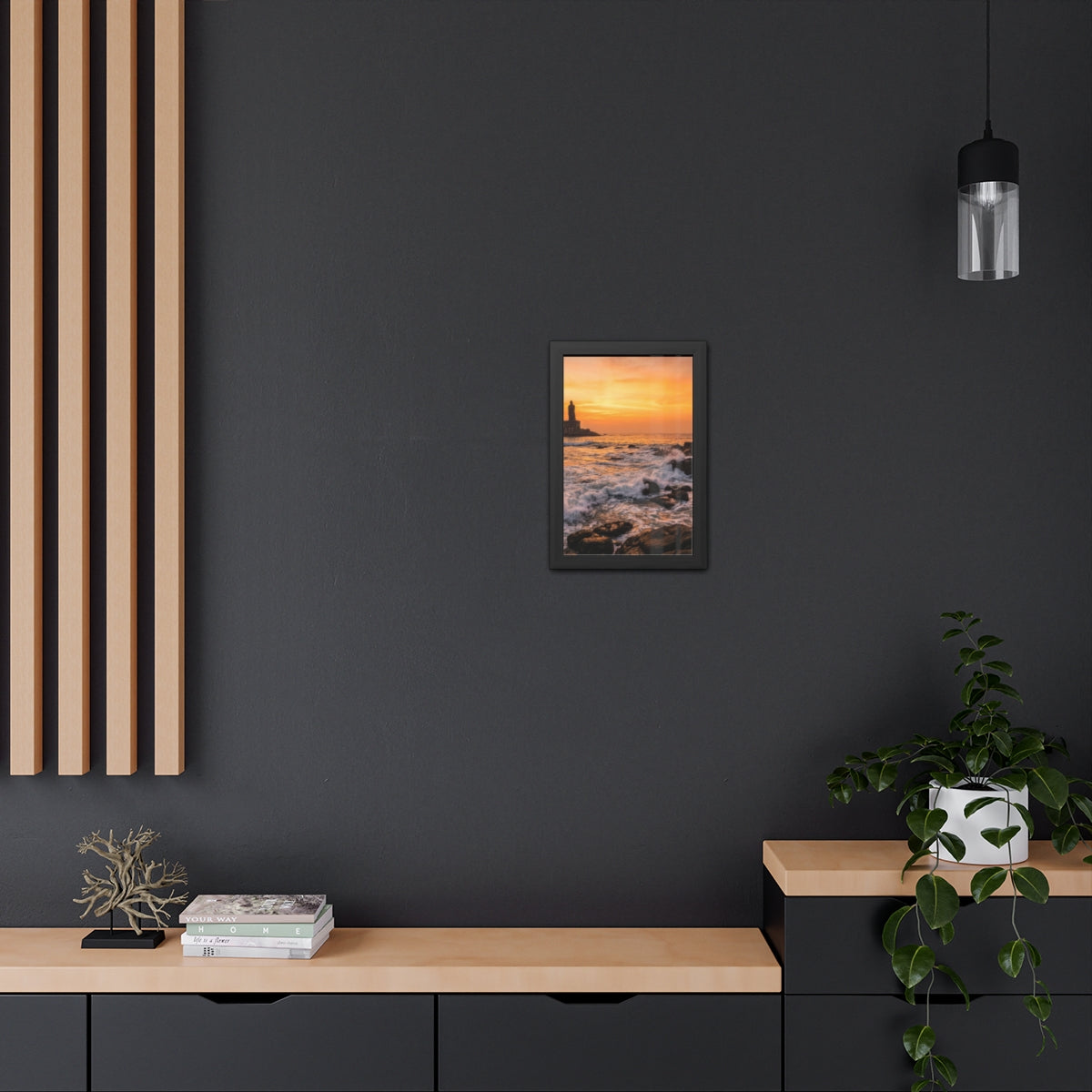 Framed Posters - Coastal Golden Glow — Portrait
