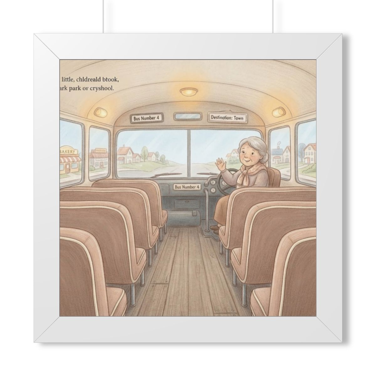 Framed Horizontal Poster - Storybook Bus Ride Whimsical Wall...