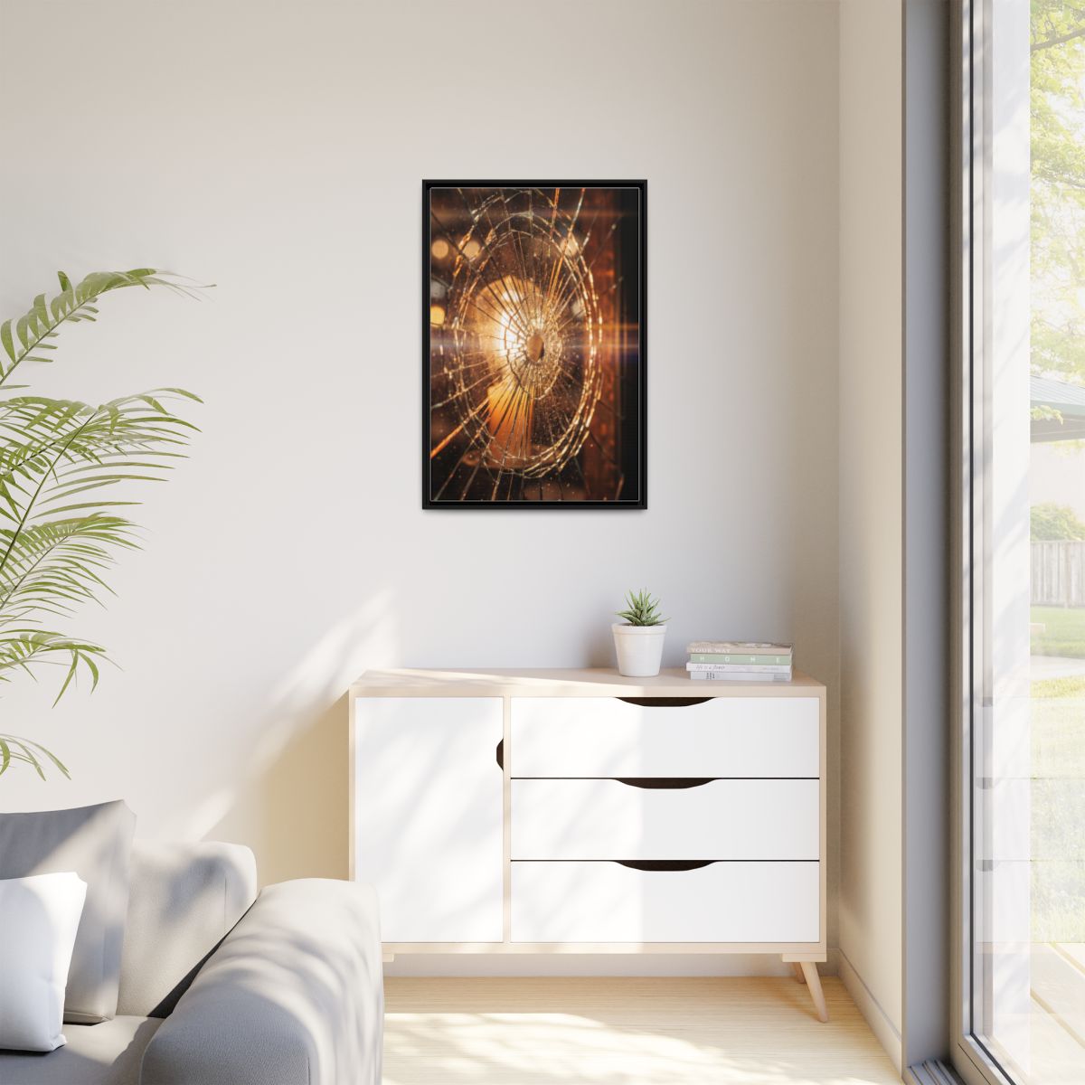 Matte Canvas, Framed - Golden Fractured Art — Black / 1.25"...